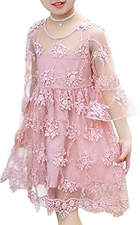 MEILONGER Girls Summer Mesh A Line Dress