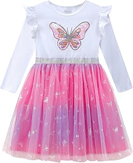 VASCHY Girls Ruffle Sleeve Princess Dress