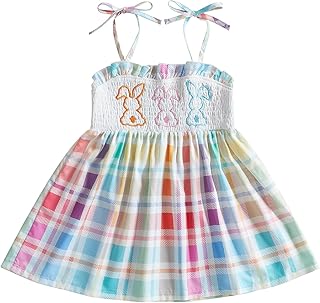Toddler Easter Dress Bunny Embroidery Outfit