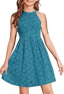 HOSIKA Girls Floral Lace A-line Party Dress for 6-