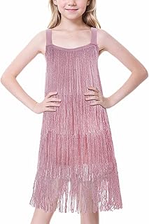 Girls Sequin Fringe Latin Ballroom Dance Dress
