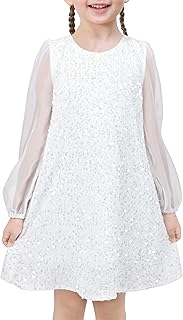 Girls Glitter Sequin Color Block Dress