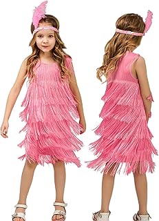 AIEOE Latin Flapper Dance Sequin Dress with Feather Headband