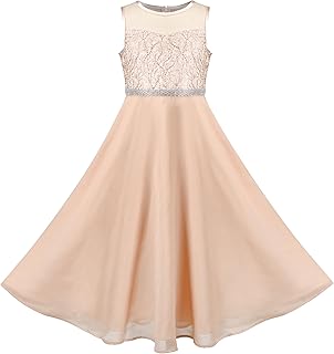 Sunny Fashion Girls Rhinestone Chiffon Maxi Gown Size