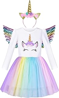 Sunny Fashion Girls Unicorn Embroidered Dress