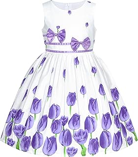 Purple Tulip Festival Dress - Girls Casual Floral - Size 4-12