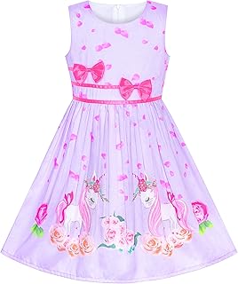Blue Unicorn Flower Summer Sundress Size 4-12 Years