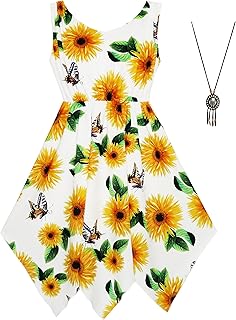 Sunny Fashion Girls Flower Print Dress Size 7-14 Years